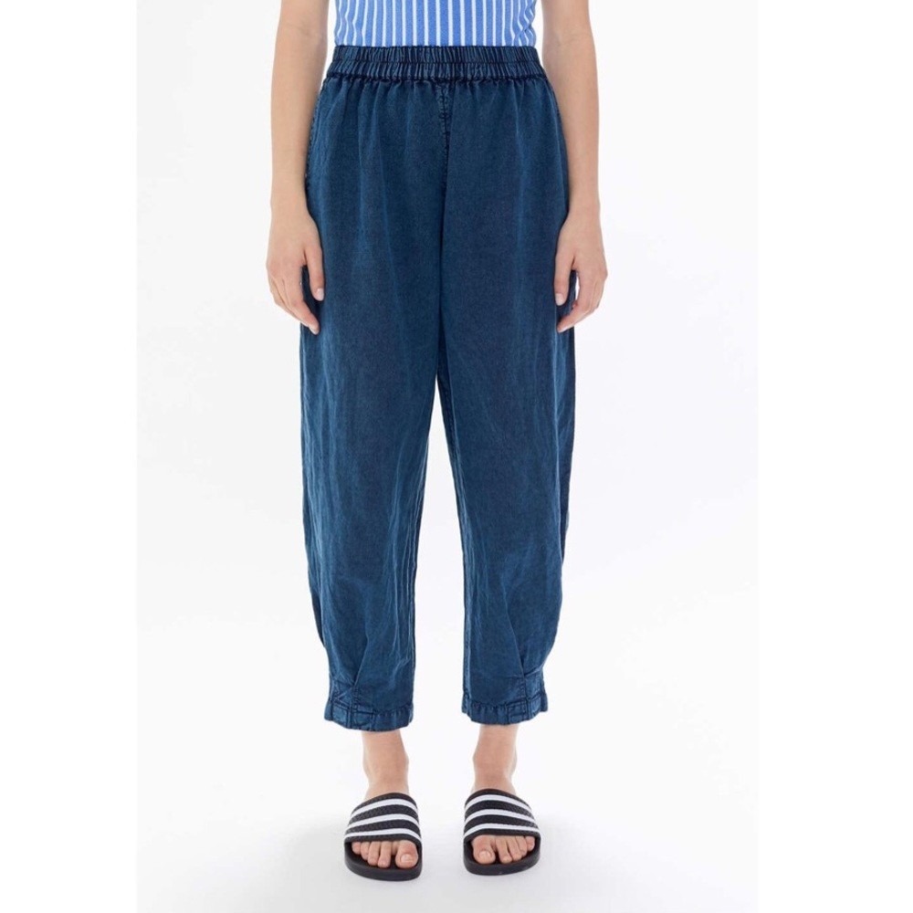 Urban Outfitters Pants Larkin Relaxed Taper Pull On Crop Linen Cotton